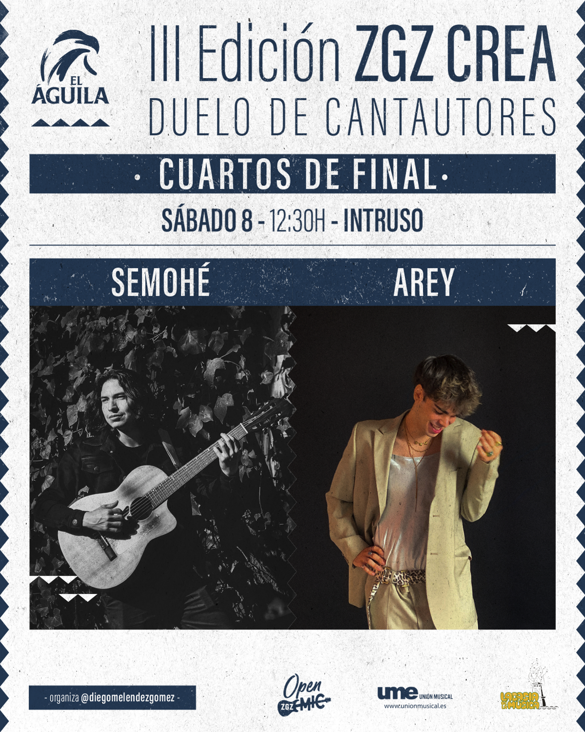 Sábado 8 de junio a a las 12.30h en Intruso, actuarán Arey vs. Semohé